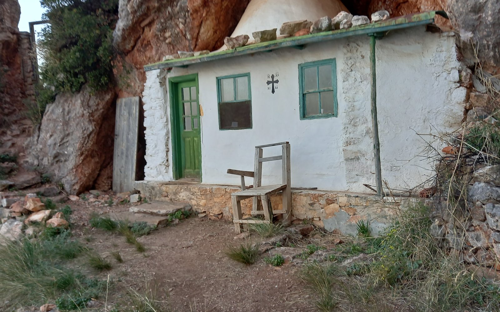The hermitage cell of Saint Joseph the Hesychast beneath the rock